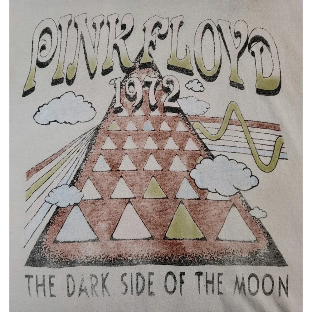 Pink Floyd Dark Side of the Moon 1972 Graphic T-Shirt White Size XL